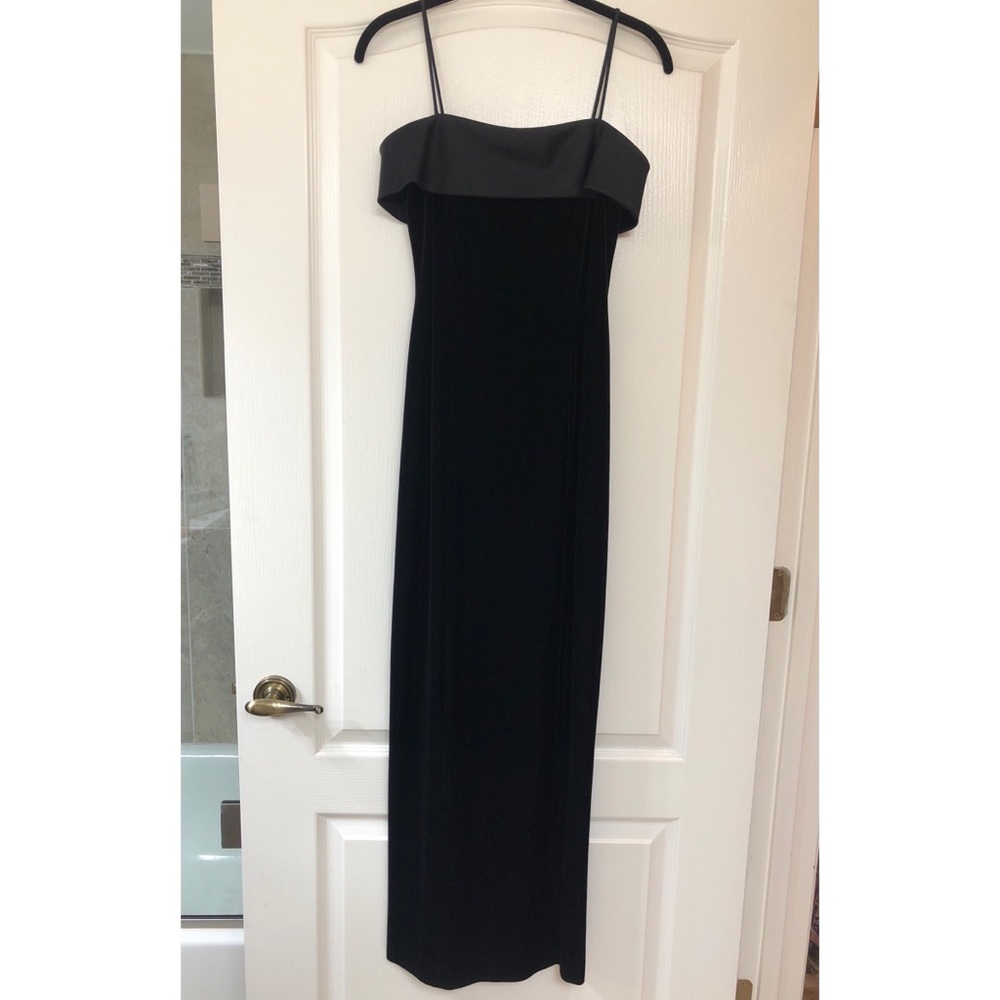 Alex Evenings Black Velvet and Satin Formal Dress